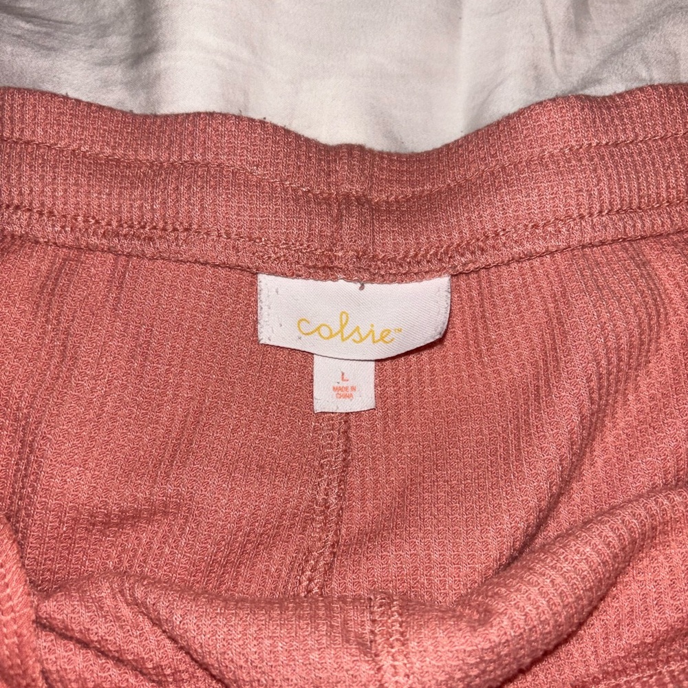 Colsie PJ Set: Waffle-Knit Long Sleeve and Shorts - Picture 5 of 7